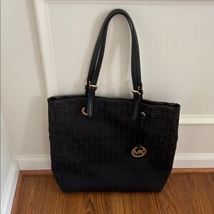 Michael Kors Black Embossed Canvas Tote